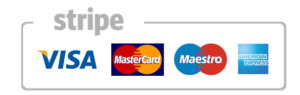 Stripe Logo that has the credit card logos below it, and surrounded by a box.