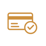 Golden-brown icon of a credit card with a check mark symbolizing easy financing.