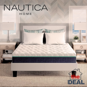 Nautica Home 10-inch mattress in a modern coastal bedroom