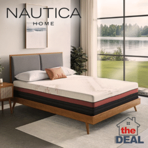 Nautica Home 14 Inch Niagara Copper Gel Memory Foam Mattress staged in bedroom